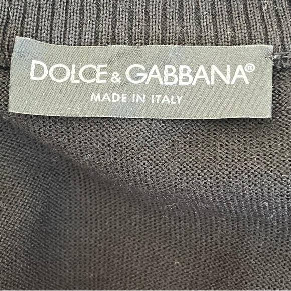 Dolce & Gabbana 100% Virgin Wool Black Zip-Up Cardigan, Size IT 50 / US XL - Picture 7 of 9